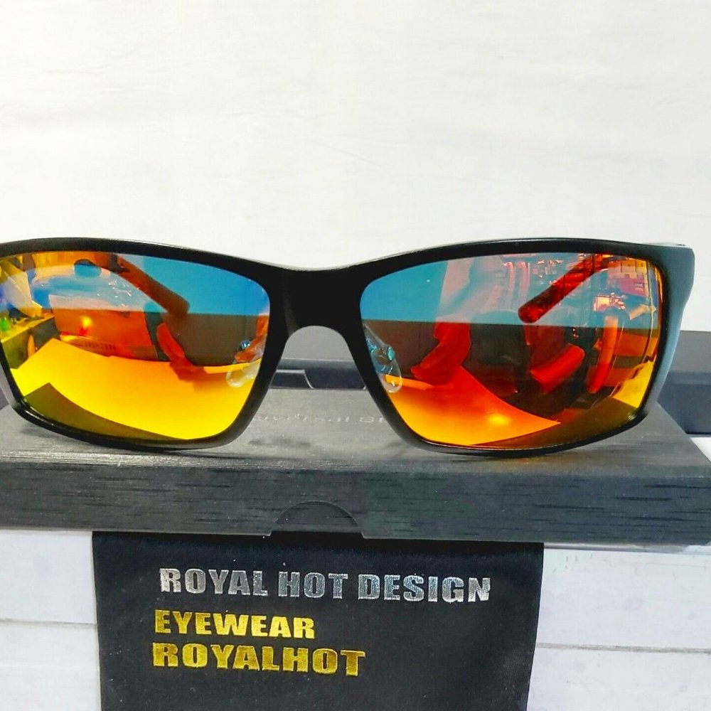 Unisex Polarized Rectangle Sunglasses 61mm Gold/Black 100%UV Reflective Lens